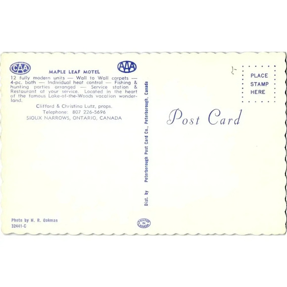 Maple Leaf Motel Ontario Canada Postcard - Picture 2 of 2